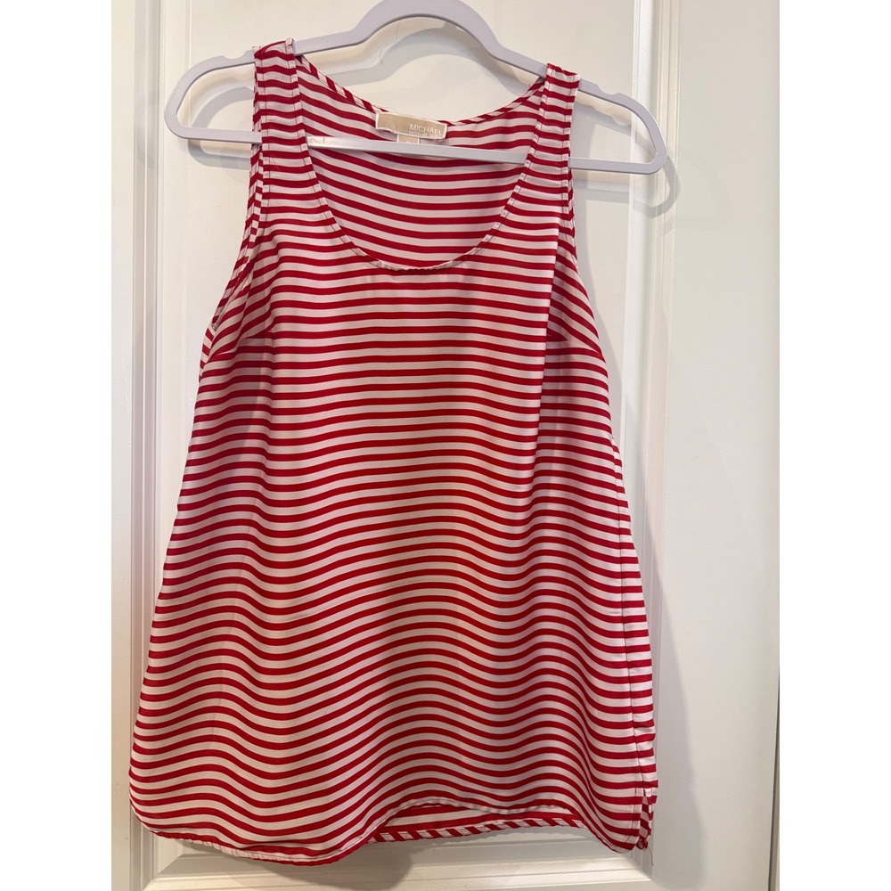 Michael Michael Kors Womens Red White Striped Sleeveless Tank Top Blouse Medium